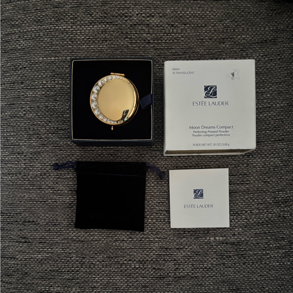 Estee Lauder Gold Compact with Clear Crystals